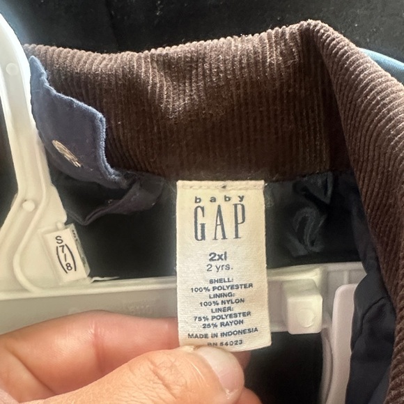 GAP Dark Blue Kids Raincoat with Brown Collar - Picture 2 of 5